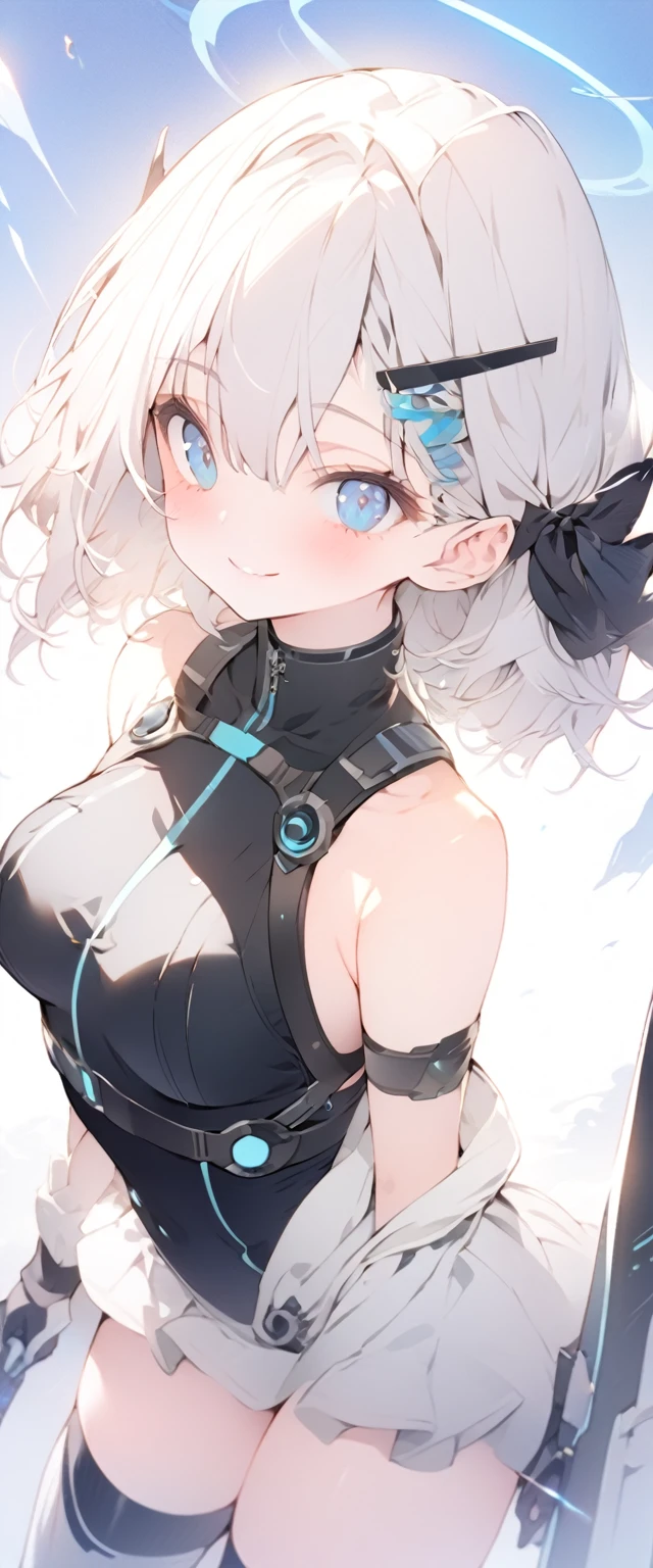 beautiful, masterpiece, Highest quality, anime, One girl, C Cup,Portrait Shot, View your viewers, Covered、Short Hair、nearby、Blue Eyes、art、、White hair,Blue streaked hair、hairpin、Embarrassed、Thighs、Cute、blue sky、Beautiful breasts、Full Harness、valley、Sweat、Under Harness、Body Harness、Nude、Tightening、Penetration、Body belts、Combat Uniform