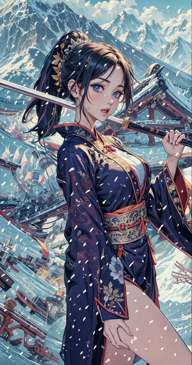 It's snowing、Snow Mountain、Snow-covered Japanese shrine