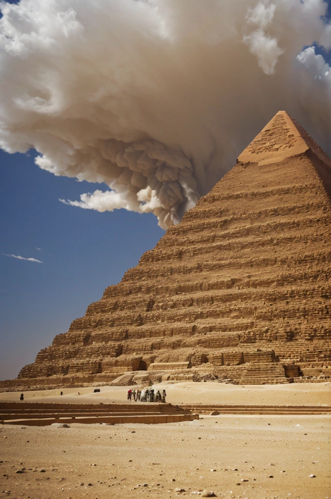 An exploding Egyptian pyramid