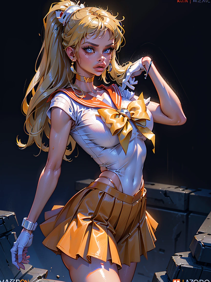 (La mejor calidad,A high resolution,Ultra - detallado,actual),Selena Gomez, (masterpiece, best quality;1.3), very detailed CG, very detailed, 1 girl, alone, laugh, looking at viewer, stylish angle, blonde long hair,blue eyes,
sv1, Sailor Sensi Uniform, Orange skirt, elbow bag, tiara, Orange Sailor Color, red bow, Orange Choker, white gloves, bijouterie, from above,,(Fondo de ruinas de mazmorra en ruinas cyberpunk :1.4 )
I have a lot of heart, face focus,venus,hurricane,abstract background, galaxy background,(Sailor Venus:1.4), (Sailor Venus V2.1), ,(Fondo de ruinas de mazmorra en ruinas piedras grandes cyberpunk :1.4 ),(perfect anatomy :1.4), (cinematic lighting :1.4),( dynamic cowboy pose), (fondo lluvia cayendo nublado tenebroso :1.4), (Selena Gomez :1.4), (Selena Gomez V2.1),( dedos detailed :1.4)