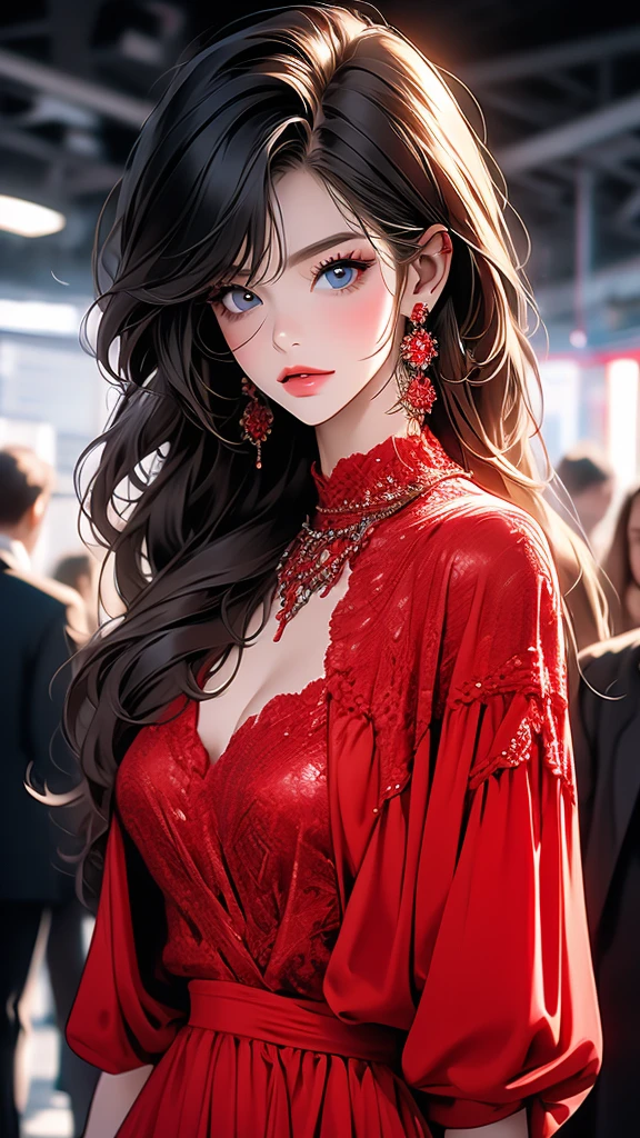Red clothing woman
