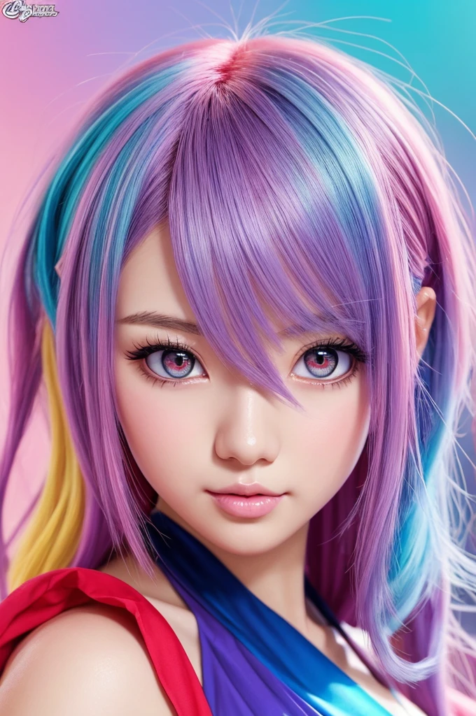 anime girl with colorful hair and a colorful dress, rossdraws pastel vibrant, rossdraws cartoon vibrant, anime style 4 k, beautiful anime portrait, artgerm colorful!!!, ! dream artgerm, beautiful anime girl, anime styled digital art, anime art wallpaper 4k, anime art wallpaper 4 k, digital anime art, extremely detailed artgerm