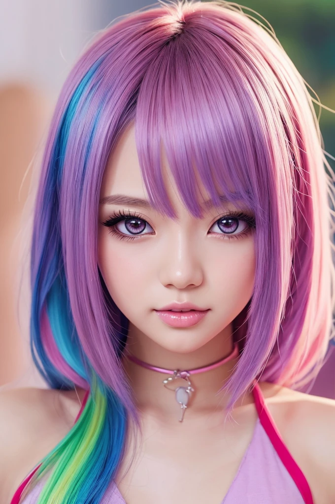 anime girl with colorful hair and a colorful dress, rossdraws pastel vibrant, rossdraws cartoon vibrant, anime style 4 k, beautiful anime portrait, artgerm colorful!!!, ! dream artgerm, beautiful anime girl, anime styled digital art, anime art wallpaper 4k, anime art wallpaper 4 k, digital anime art, extremely detailed artgerm  