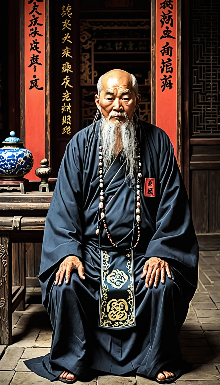 An unfathomable old Taoist priest，The whole body exudes a gloomy and terrifying atmosphere。