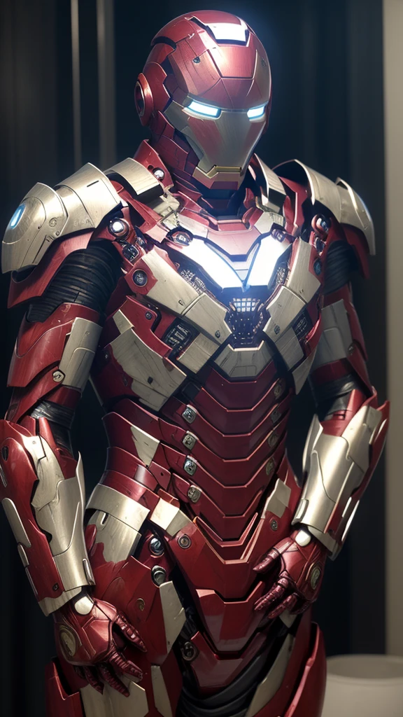 Middle-aged women Sweaty face Soaked Face Painful expression Steam coming out of the head Humidity Only the head is exposed ((Taking off the Iron Man suit)) Steam from the body lifted The lower half of the body is an Iron Man suit