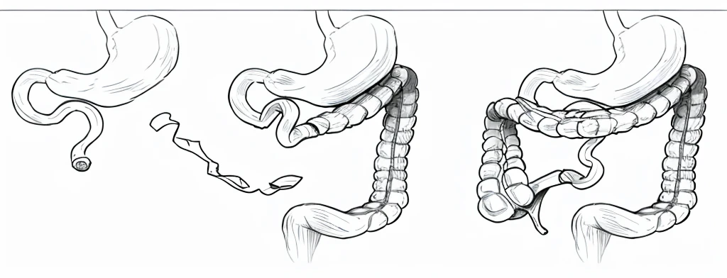 Short bowel syndrome, line drawing, ultra HD, 4K