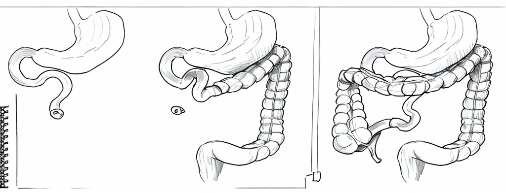 Short bowel syndrome, line drawing, ultra HD, 4K