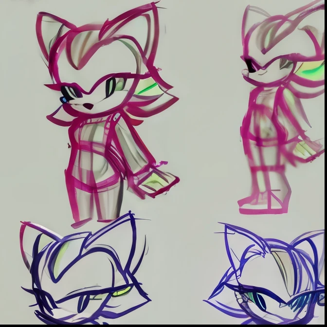Female, Mobian, Hedgehog, ((Sketch)), Sketch base, base, blank background, variety of poses
