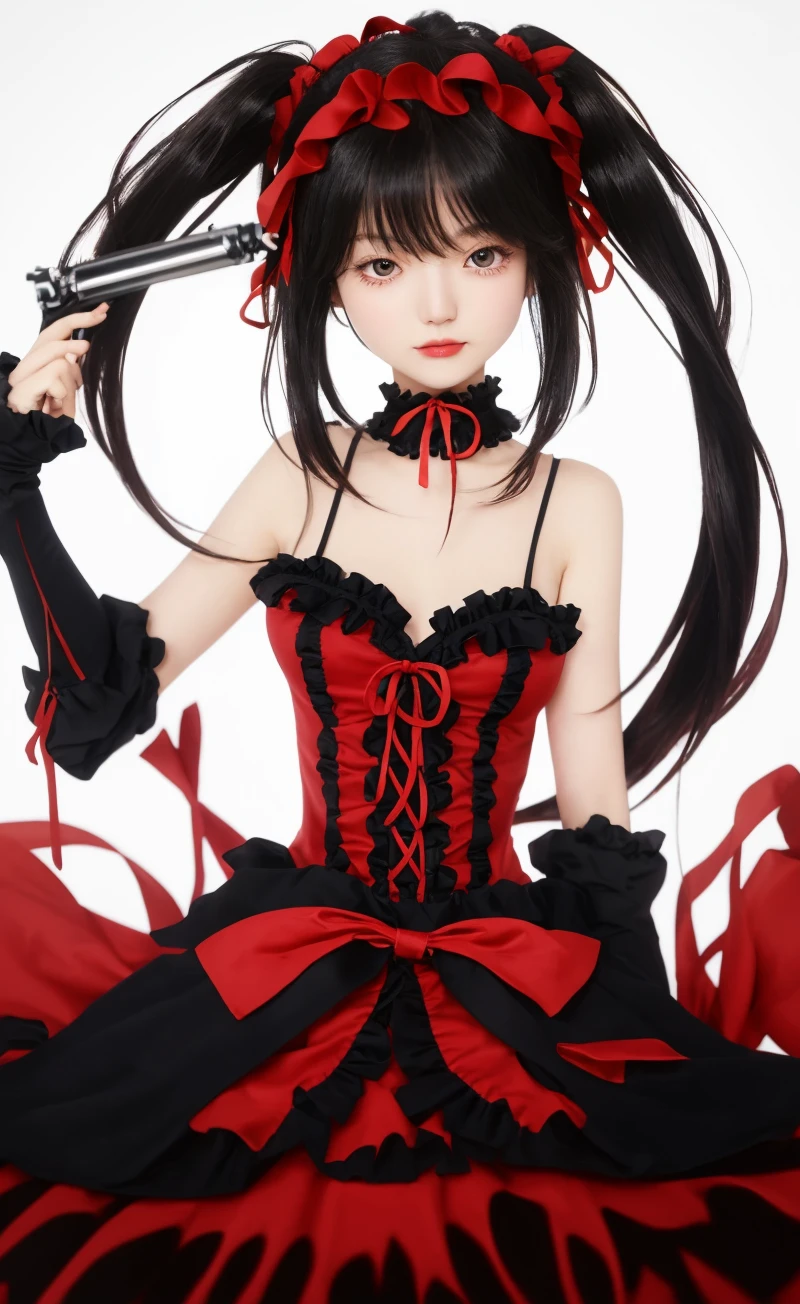 masterpiece, best quality, 1girl portrait, black hair, yellow and red eyes, ultra realistic, ray tracing, 8k,