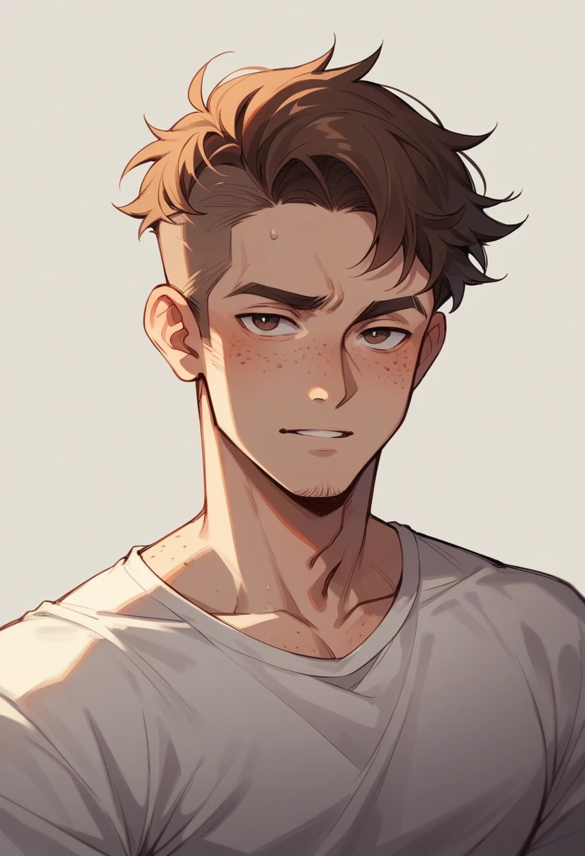 White boy with brown hair with freckles
