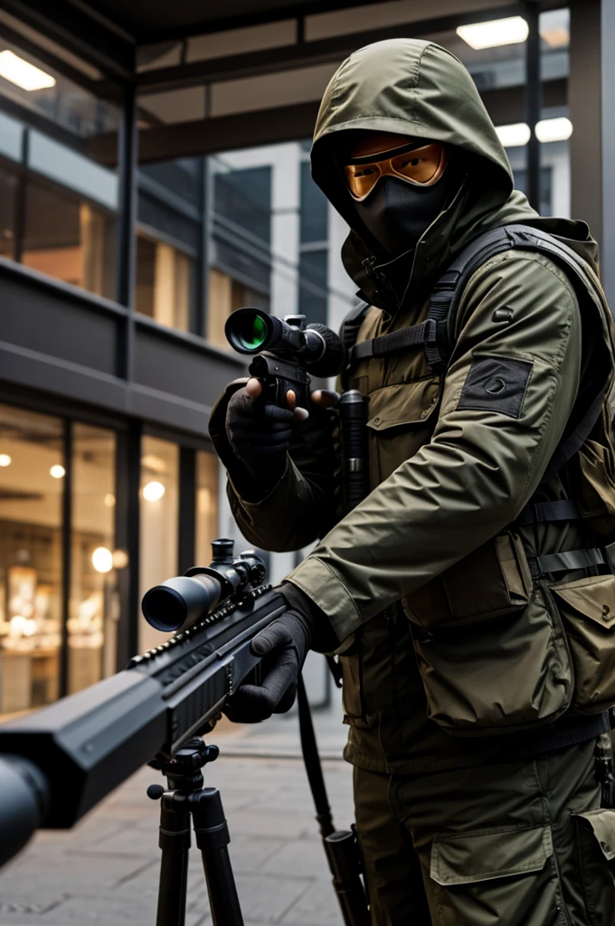 Guy in a mask with a sniper rifle