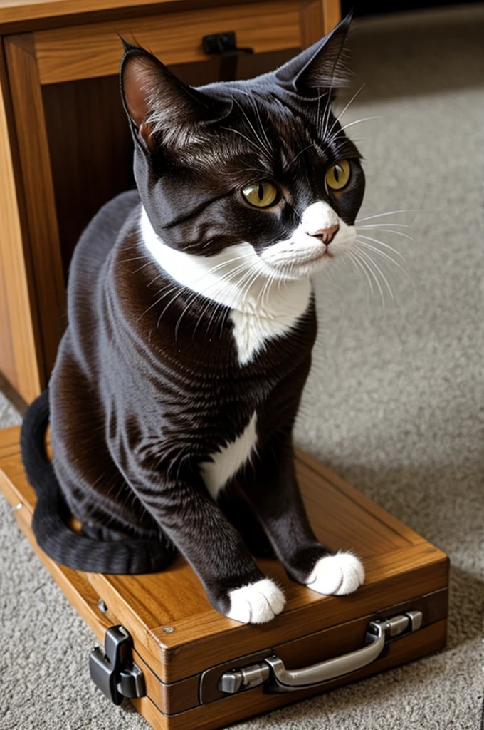 Cat with briefcase