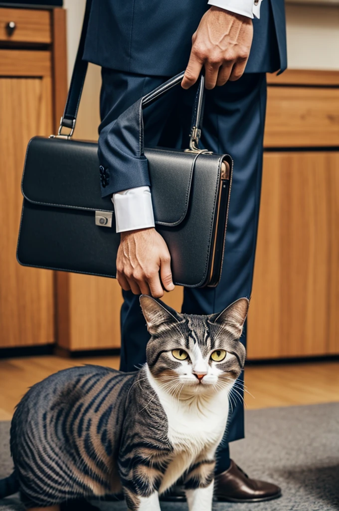 Cat holding a briefcase 