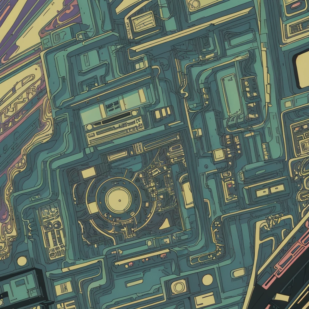  Super detailed, Retro Wave, cyber punk, Sad mood, night light through the window, night vibes, room, 2D, (Long Shot), Wide Shot, (film noise), Old cartoons, (Lots of records:1.3), (masterpiece, Highest quality, Highest quality, Official Art, beautifully、aesthetic: 1.2), (Very detailed, (Fractal Art: 1.4), guitar, (Note: 1.4), ( Lo-fi hip hop), Indoor scenery by the window, Old Anime Texture, alone, speaker, cyber punk, vinyl, night,4K,jazz,boy
