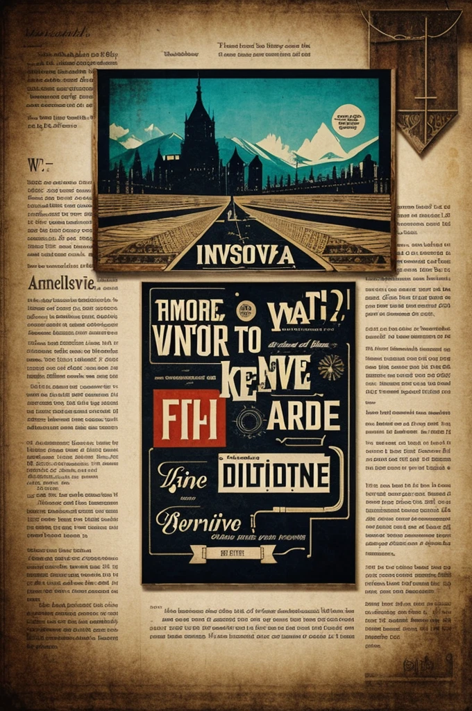 Background that combines avant-garde art with writing, Make it vintage style and involve the word inknova
