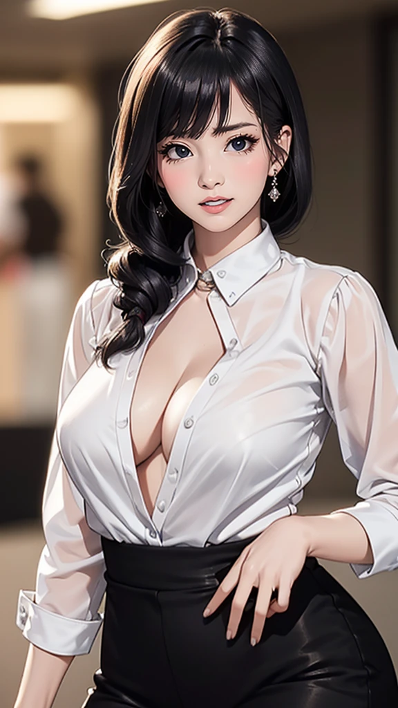 random office lady fashion,(Thin type),(large breasts),(random pose),(random hairstyle),(Cinematic scene,Highest image quality,(8K), Ultra-realistic, Best Quality, High quality, High Definition, high quality texture, high detailing, Beautiful detailed, fine detailed, extremely details CG, Detailed texture, realistic representation of face, masterpiece, presence, Dynamic, Bold)