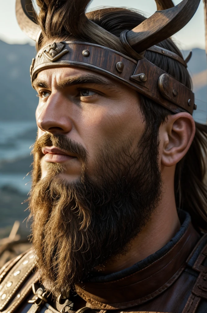 ((best quality)), ((masterpiece)), (detailed), perfect faceabeja con casco vikingo 
