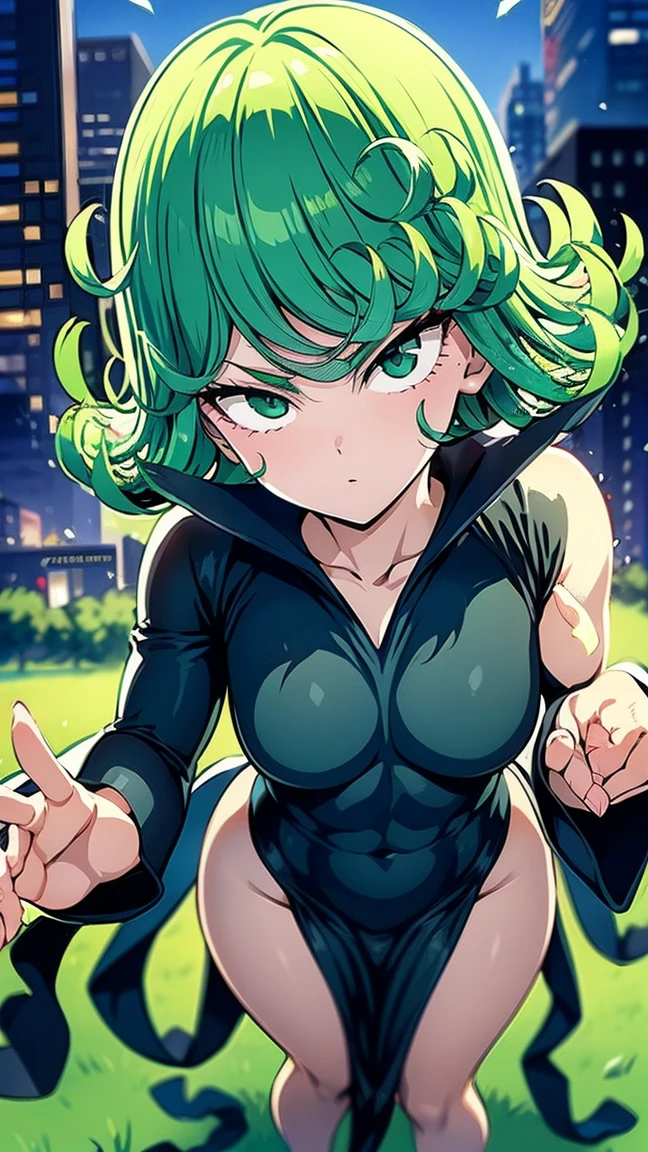 Tatsumaki , Dynamic positions have a golden part, fragile physique, Street, floats in the air, close up portrait, stands leaning towards the floor, beautiful , White Nurse's Coat, Short skirt, breasts fall out from under the robe, leans forward,  very , arches his back, Portrait of a girl, standing in a sexy pose, leans forward, beautiful фигура, buttocks, beautiful грудь, very sexy, the texture is very durable，The picture is very clear and concise，incredibly beautiful，Temperament elegant，in a spacious room, нежное выражение лица Tatsumaki из One Punch Man, short green hair, green eyes, , heels, full body view, smiling, dynamic pose, Tatsumaki из One Punch Man, short green hair, green eyes, ,dynamic view, (masterpiece, Best quality:1.2),