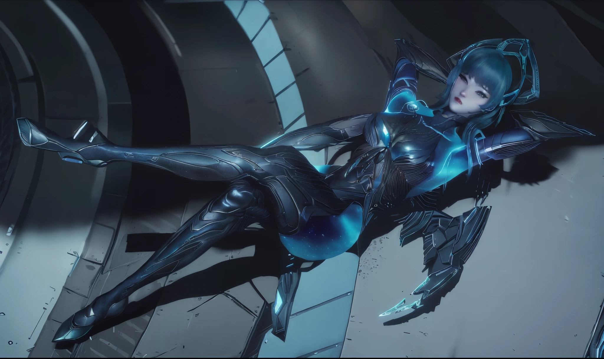 There is a woman in a futuristic suit on the platform, of a beautiful female Warframe, thick smooth Warframe thighs, of a beautiful saryn Warframe, thick smooth Warframe legs, Network Services, thick Warframe legs, diverse Network Services, Samus Zero, detailed Warframe, Warframe armor, Warframe, Network Package, Network Service, Platinum Skin