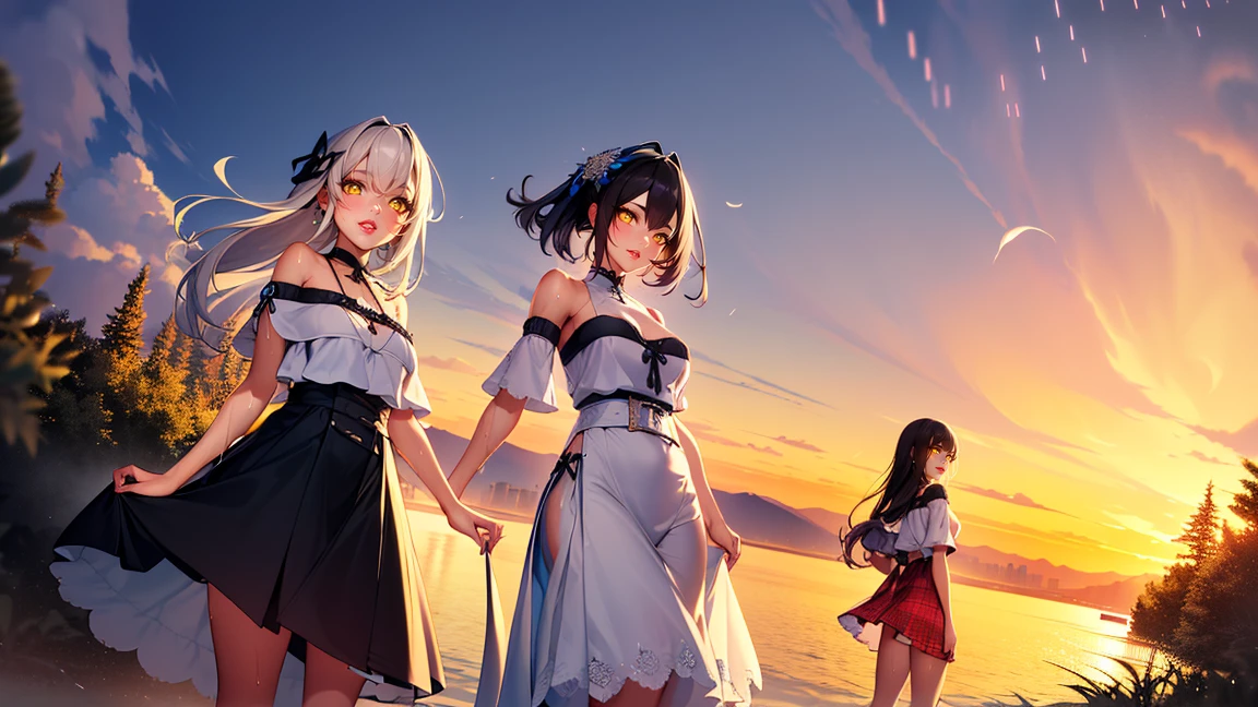 One woman, , Ultra-high resolution, 超detailed, Highest quality, 8k,((Highest quality)), ((masterpiece)), (detailed),Face direction(front),Hair Color(Bright colors,Fine hair quality,Twin tails),background(cloud sky,morning),clothing(Summer clothes),eye(パッチリとしたeye元),expression(Exquisite features depicting a perfect face),Body Type(model,Naturally beautiful),Perfect hands,The perfect woman, Dramatic Shadows,Cute pose,Anime characters, Code Geass Lelouch of the Rebellion style(CC)