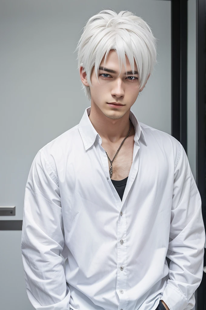 Anime character white hair boy