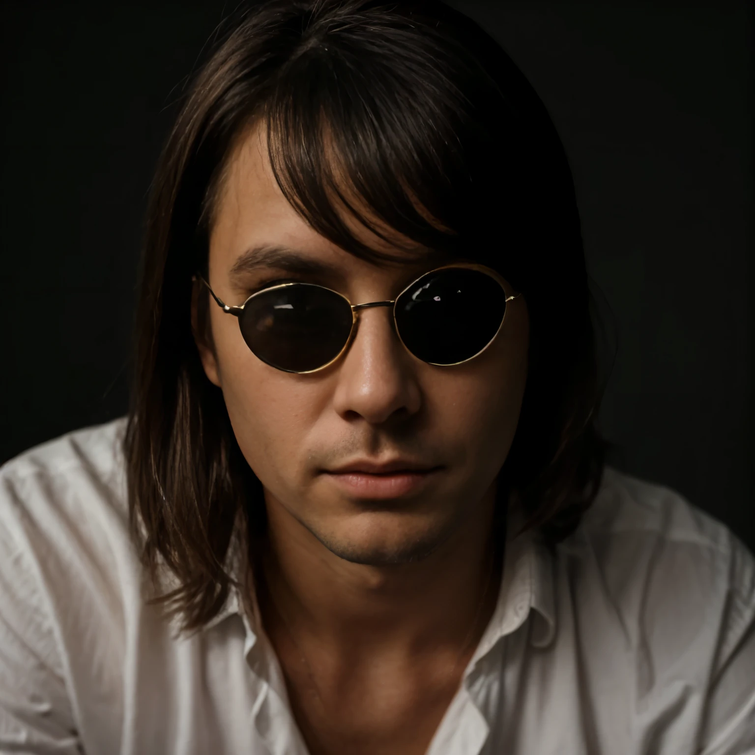 social maffia, bureau, business photo of lawyer (Man) with black sunglasses, extrem light from lamp, dark room