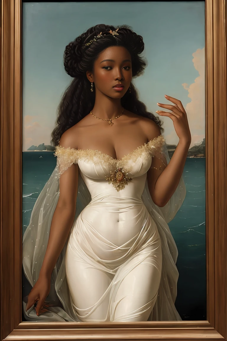 The Birth of Venus with ebony skin wearing a sheer dress, Paintings by Vigée Leblanc