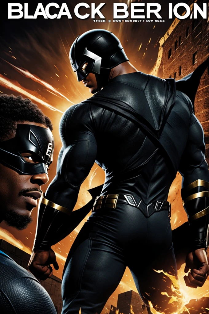 Create a black superhero book back cover