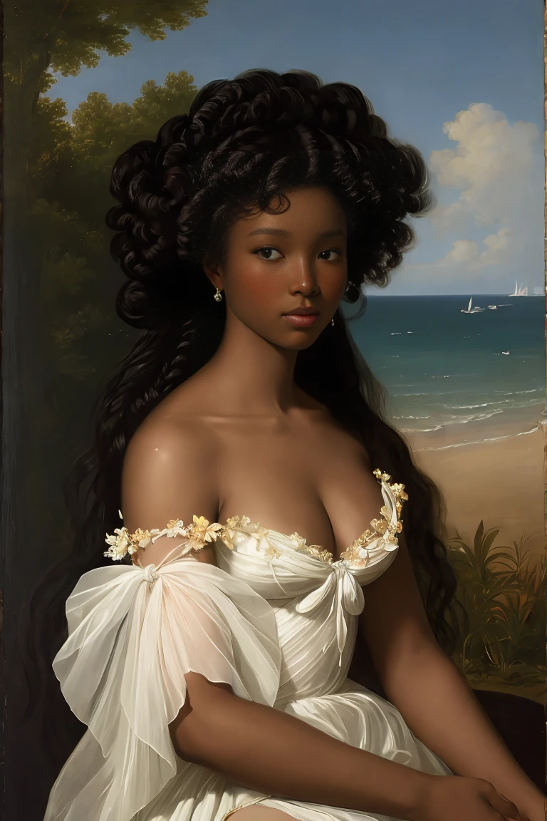 The Birth of Venus with ebony skin wearing a sheer dress, Paintings by Vigée Leblanc