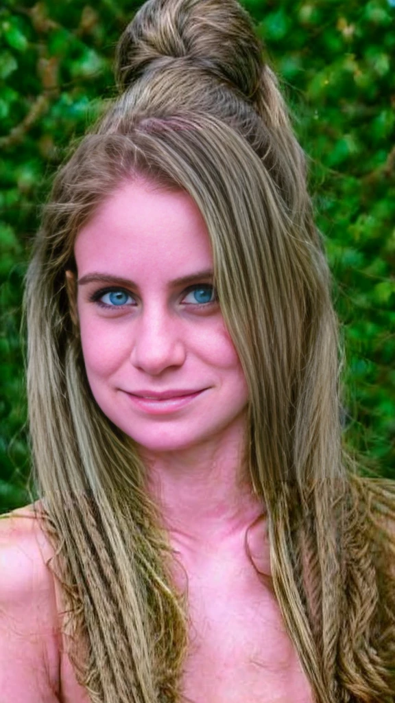 nude:1.2 skinny  brown haired waitress:.5, blue eyes, high ponytail, crowded restaurant, holding pen and notepad, night, , 20yo, 