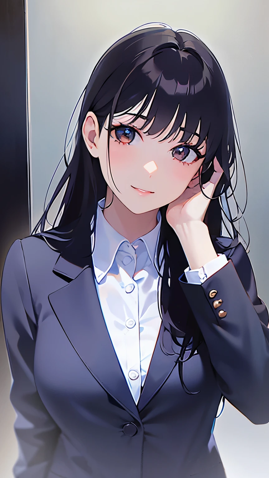 
Placing hand on face, Biologically correct five fingers、Upper Body, Realistic, real person, (pale skin: 1.2), RAW photo, photorealistic, shiny skin, shiny hair、(A 25-year-old woman with medium-length hair and bangs) and (wavy hair) and (brown hair) and (Orange Eyes) , (business suit:1.5) and (white collared shirt) 、smile, The background is the office、Alone、Are standing