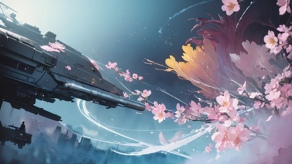 32k, Masterpiece, Highest quality, One girl, Detailed eyes, flower,Alstroemeria, Pink and light blue style,A dreamy, romantic piece,Pale yellow, Mysterious Leaves,A playful arrangement,Fantasy,High Contrast,Ink strokes,explosion,Exposure, Impression of pink and light blue tones,Abstract,((Watercolours by John Berkey and Jeremy Mann )) Brush strokes,Negative Space, Tyndall effect,