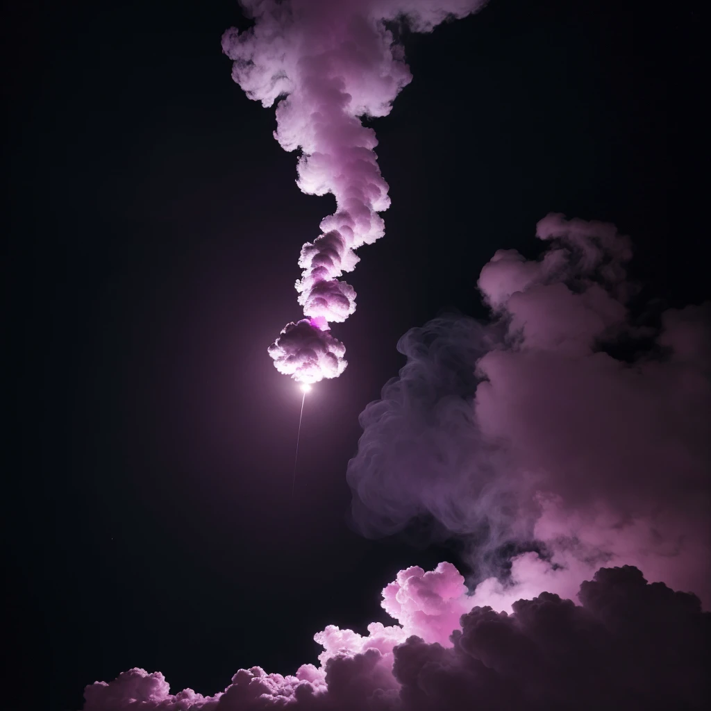 purple and pink smoke in the air with a black background