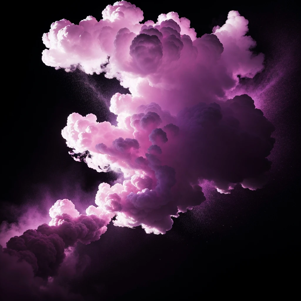 purple and pink smoke in the air with a black background