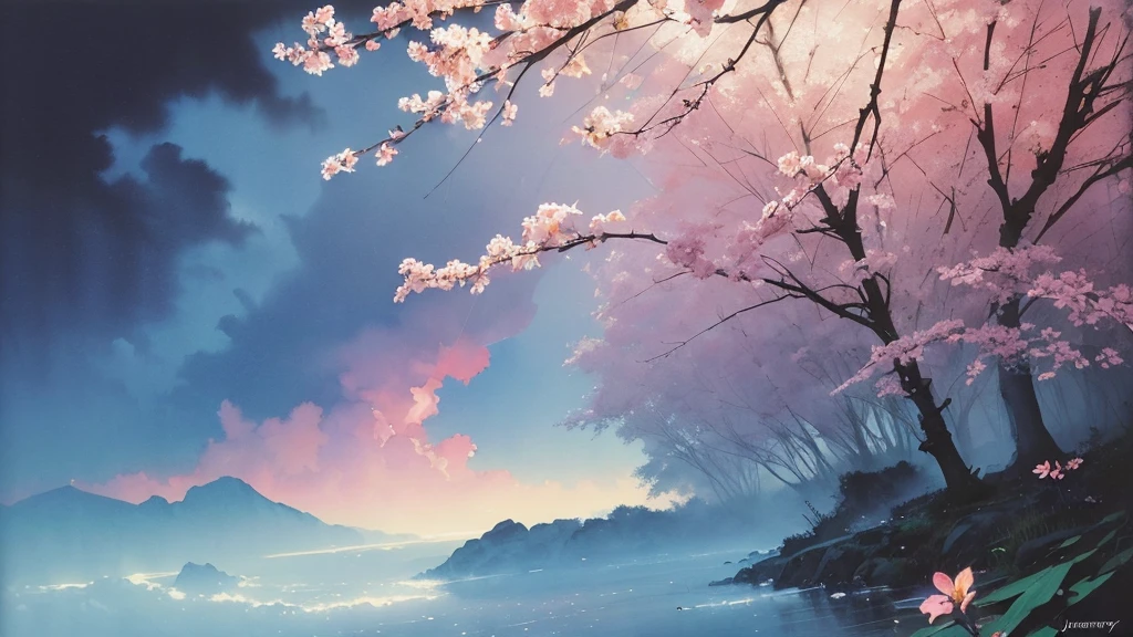 32k, Masterpiece, Highest quality, One girl, Detailed eyes, flower,Alstroemeria, Pink and light blue style,A dreamy, romantic piece,Pale yellow, Mysterious Leaves,A playful arrangement,Fantasy,High Contrast,Ink strokes,explosion,Exposure, Impression of pink and light blue tones,Abstract,((Watercolours by John Berkey and Jeremy Mann )) Brush strokes,Negative Space, Tyndall effect,