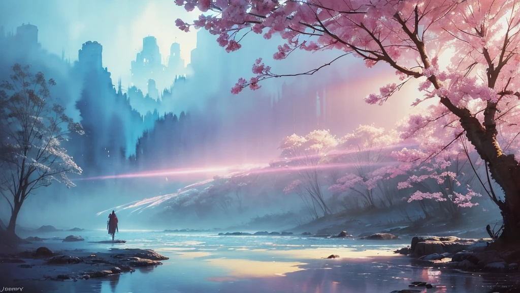32k, Masterpiece, Highest quality, One girl, Detailed eyes, flower,Alstroemeria, Pink and light blue style,A dreamy, romantic piece,Pale yellow, Mysterious Leaves,A playful arrangement,Fantasy,High Contrast,Ink strokes,explosion,Exposure, Impression of pink and light blue tones,Abstract,((Watercolours by John Berkey and Jeremy Mann )) Brush strokes,Negative Space, Tyndall effect,