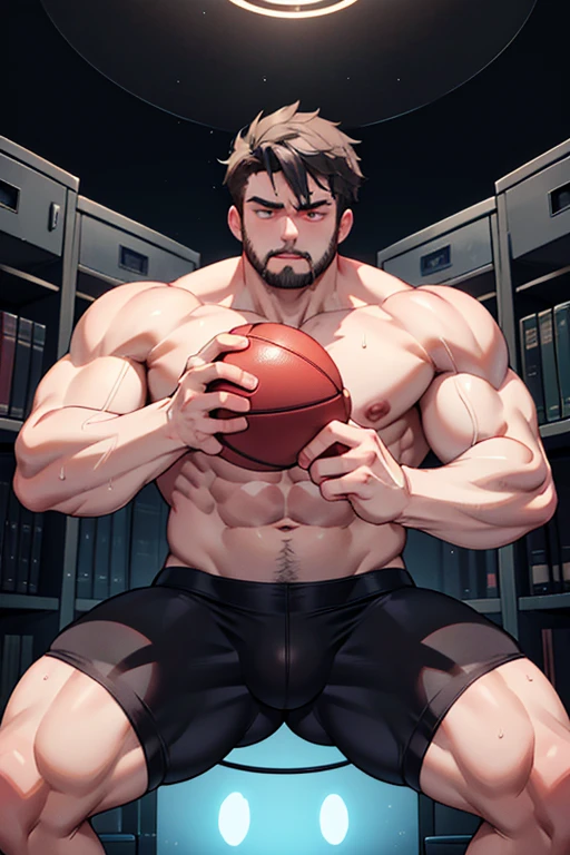 Hirsute hyper muscular hairy Ash Ketchum as an adult from Pokémon hypnotized by a glowing pendulum swaying in front of his stubbled face, flexing his biceps to expose dense hairy armpits in a locker room with other jocks also being hypnotized as they fall deeper into trance as stereotypical big dumb football jocks growing bigger and hairier. Hirsute. Glowing red eyes. Massive Hyper Muscle growth. Massive swollen crotch bulge. Hyper crotch bulge. Sweat. big biceps. Big triceps. Big traps. Broad shoulders. Big meaty pecs. Hyper muscles. Glowing red eyes. Hyper crotch bulge. Massive bulging crotch. Dumber and dumber. Blank and vapid stare with open mouth in trance while saying in a monotone voice, "We must sweat. We will obey. A big dumb jock works out all day. I am a dumb jock.... I obey.... We are dumb jocks.... We obey.... Dumber and dumber.... Yes, Coach.... I'm your player, Coach. Whatever you say.... Dumb jocks must obey.... Flex, ... grow, ... and obey.... Huhuhuhuh.... We are big dumb jocks.... Big ... hairy ... muscles...." Slumped shoulders. Hypnosis. Brainwashing. Hypnotized. Brainwashed. Vapid. Dull. Dimwitted. Meathead. Musclehead. Bigger and dumber jock bro. Assimilation. Transformation into big dumb muscular jock bros. Slumped shoulders. Bulging glutes. Thick stubble. hairy armpits. thick muscular legs. Repeating triggers to be dumber and dumber each time he says them to think and focus only on growing muscle and being the perfect football jock. Dimwit. Dullard. Bro. Stupid. Musclehead. Mass hypnosis. Entranced. Mindless. Brute. glowing pendulum. Bodybuilder. Huge muscles. Sweaty. Mouth open. panting. Entranced. Thick body hair all over. Doing squats.