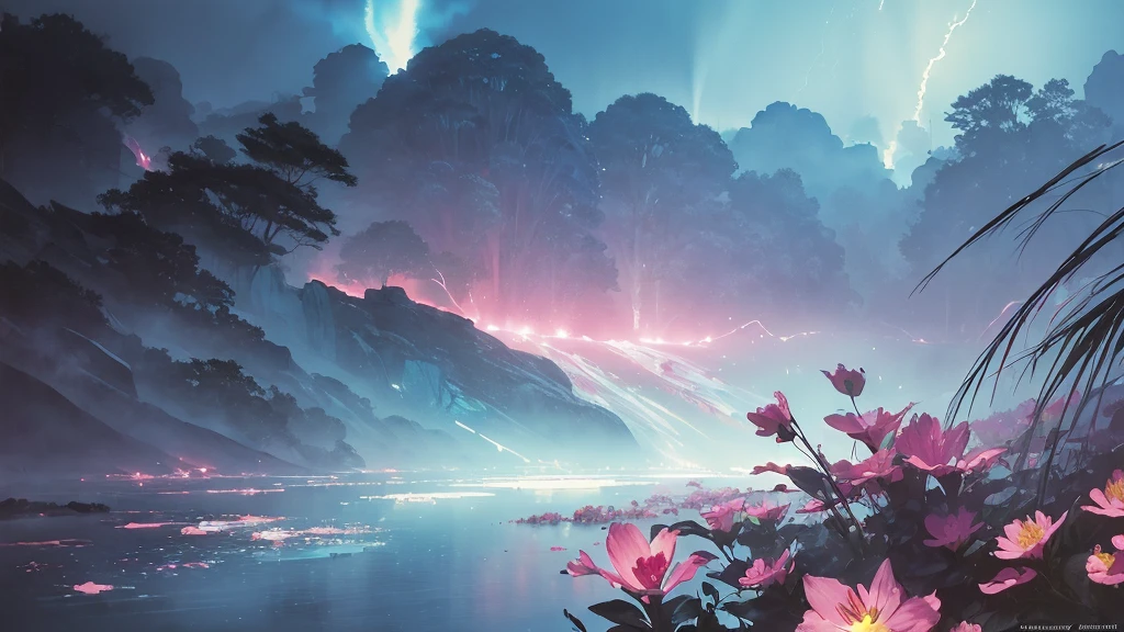 32k, Masterpiece, Highest quality, One girl, Detailed eyes, flower,Alstroemeria, Pink and light blue style,A dreamy, romantic piece,Pale yellow, Mysterious Leaves,A playful arrangement,Fantasy,High Contrast,Ink strokes,explosion,Exposure, Impression of pink and light blue tones,Abstract,((Watercolours by John Berkey and Jeremy Mann )) Brush strokes,Negative Space, Tyndall effect,