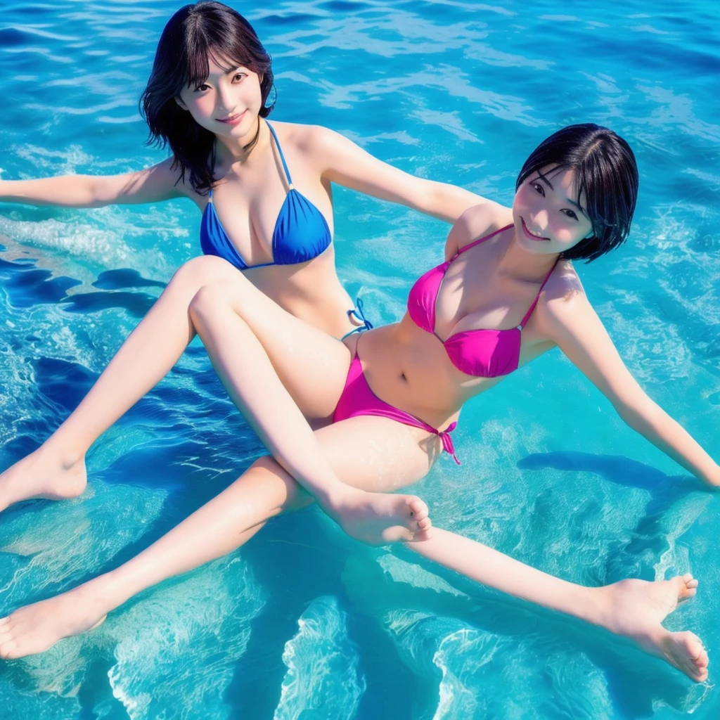 (Highest quality:1.5), Very delicate, 1 person, Japanese Idols, Swimwear, Ocean Background, Very delicateな肌質, Leg spread, Perfect body, Realistic shadows