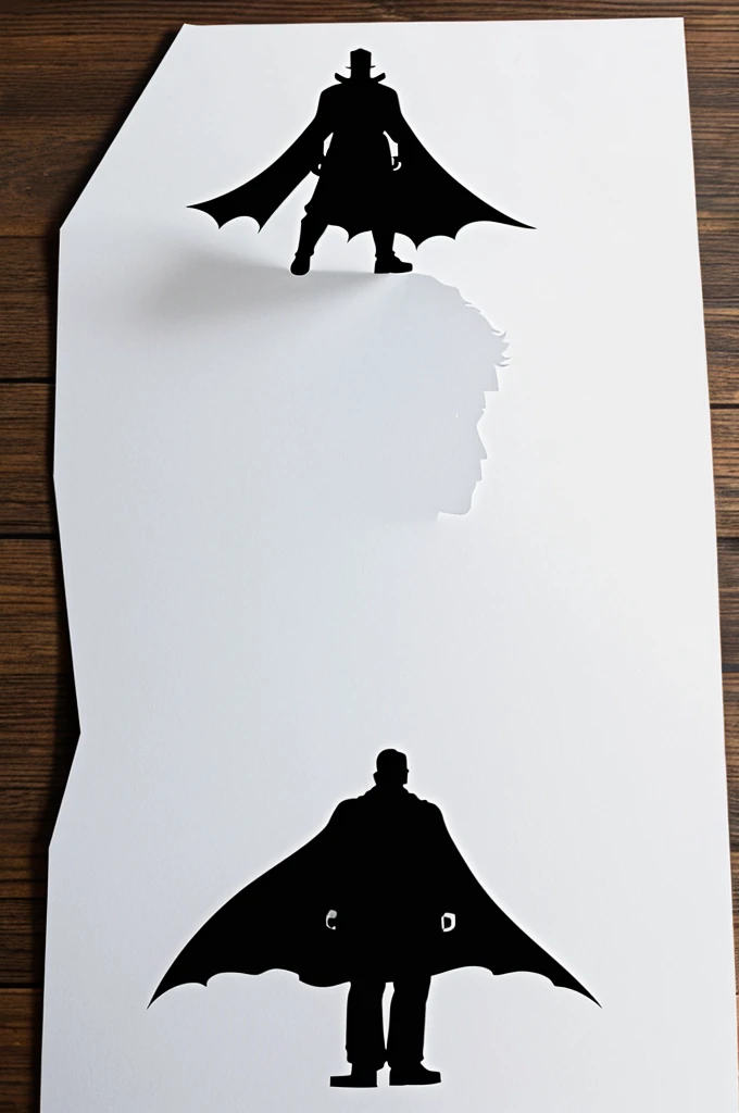 Create an animated white silhouette for kids of a strong man with a cape 
