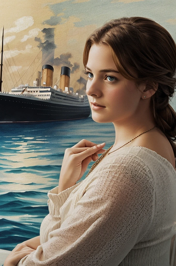 Draw someone watching the Titanic movie