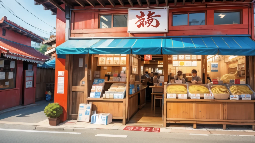 In front of the noodle shop