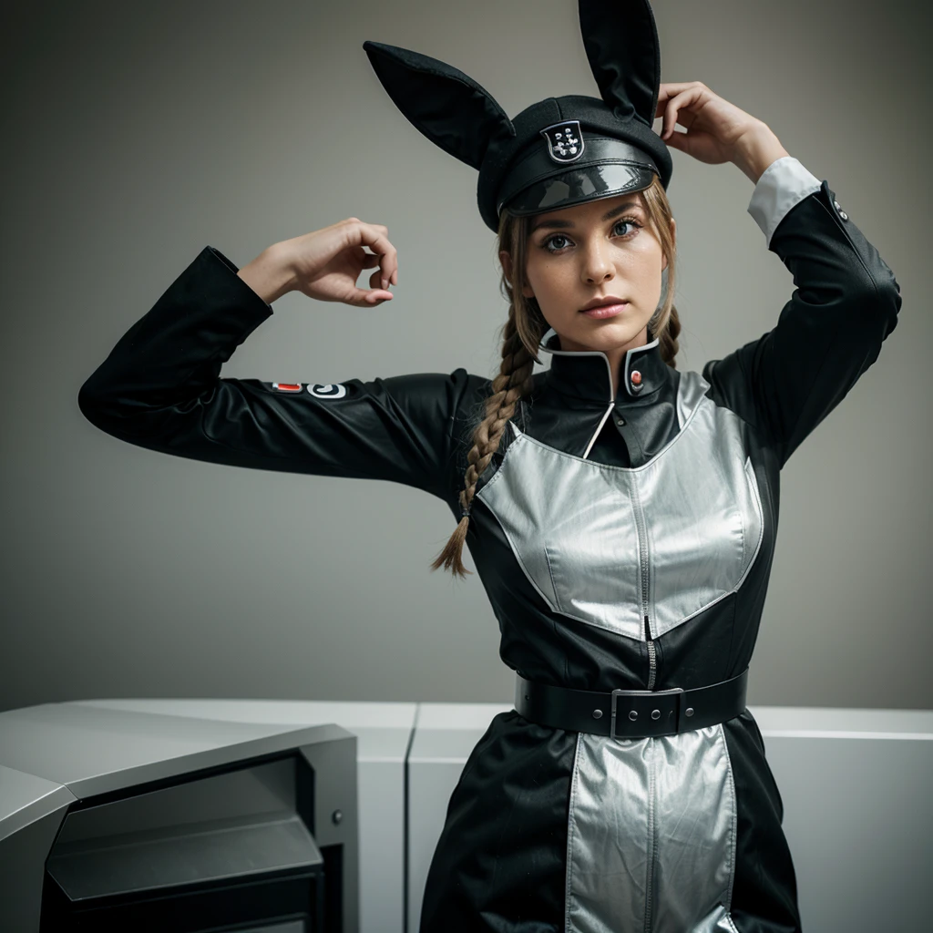 FUTURISTIC RABBIT DRESSED AS A GERMAN SS SOLDIER