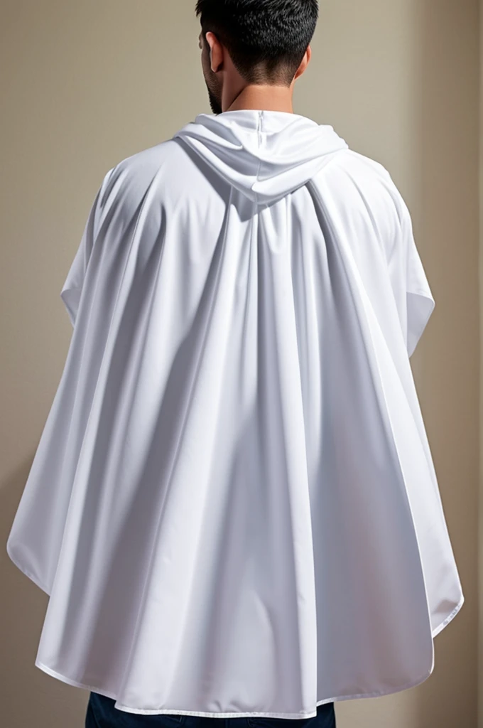 Create an animated white silhouette for children of a strong man from his back with a half-body up cape animated easy and simple