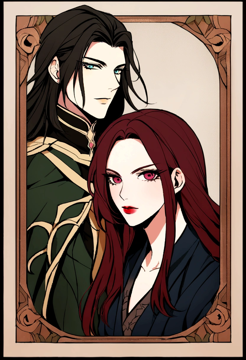 Photo de alexandra daddario et de Loki Laufeyson.  Madison Davenport (alias Amaru/Kate Fuller). She is  with dark red dyed hair. She's a powerful witch. Loki Laufeyson. Il est grand avec de longs cheveux bruns, c'est le dieu de la malice.