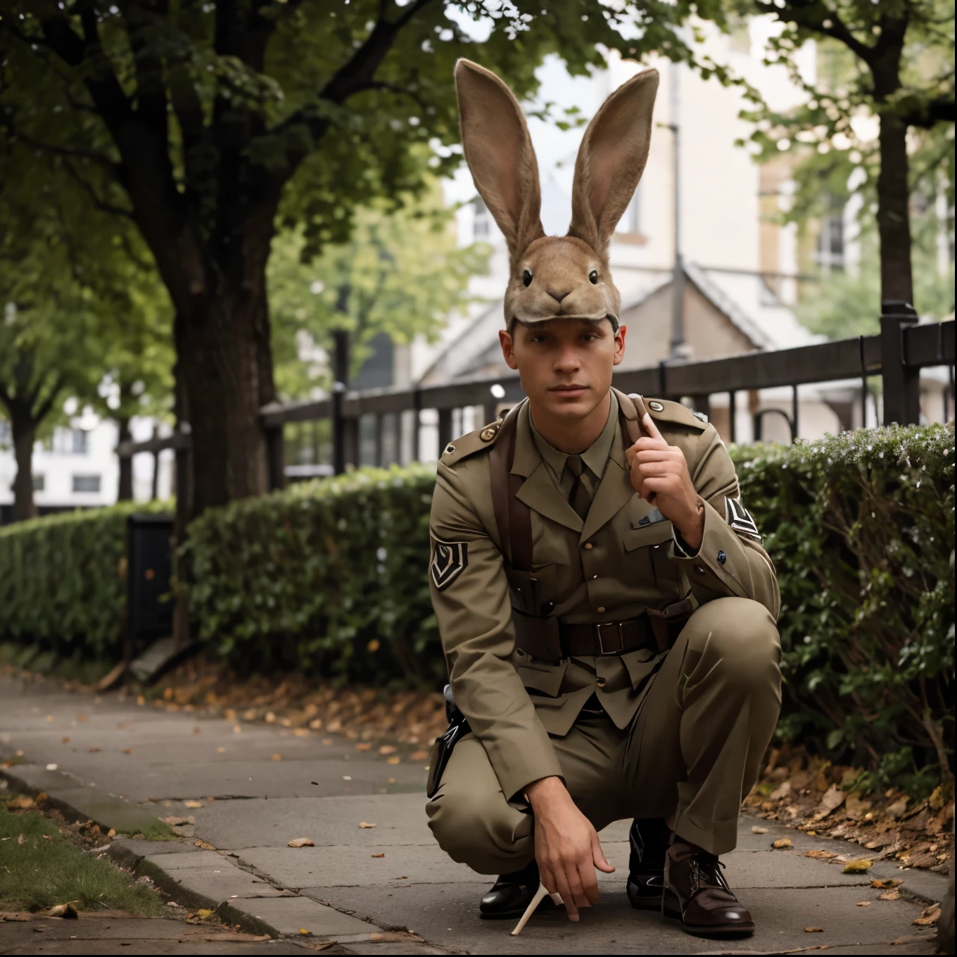 RABBIT DRESSED AS A GERMAN SS SOLDIER 