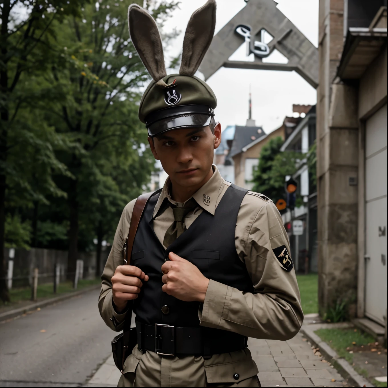 RABBIT DRESSED AS A GERMAN SS SOLDIER 
