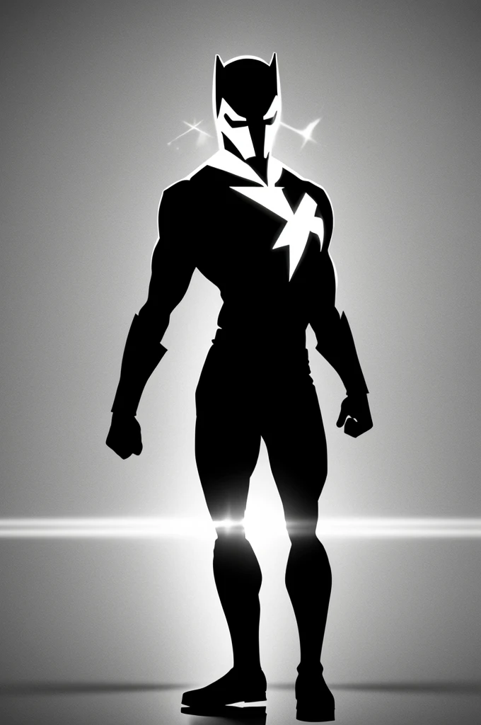 Create a very easy animated white silhouette of a very animated anonymous superhero 