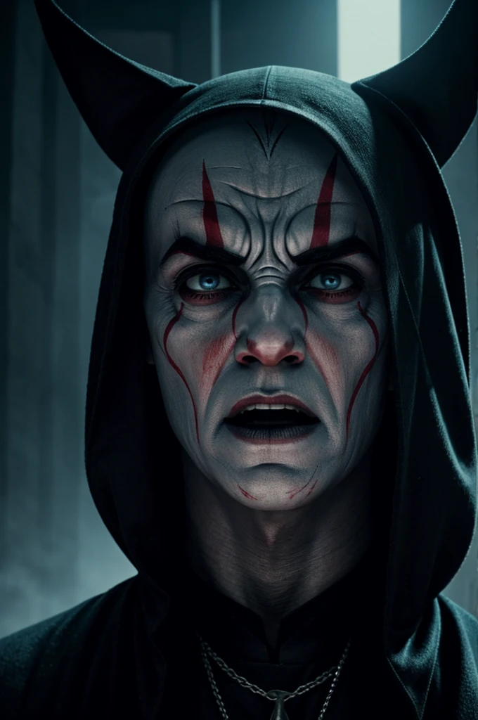 A cover for a movie called the return of valak where a terrifying man called valak appears but he is black in color