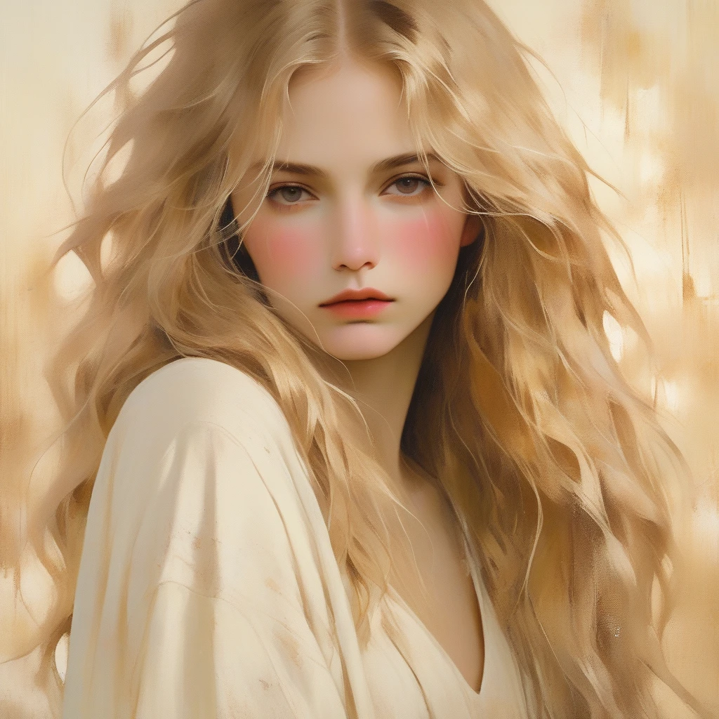 sexy young girl,solo, portrait,Amaranth simple background,long wavy hair, Dirty blonde hair, realistic, (masterpiece,best quality,niji style)